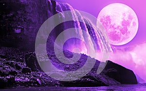 Niagara Falls Under Violet Moon