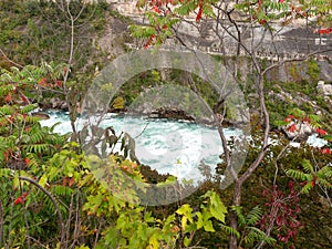 Niagara River flowing through gorge with rapids