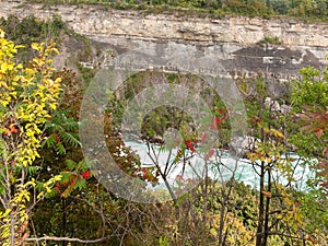 Niagara River flowing through gorge with rapids