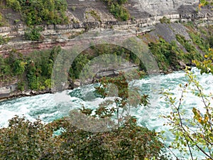 Niagara River flowing through gorge with rapids