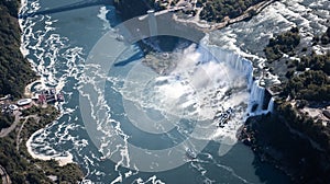 Niagara waterfall from above,Aerial view of Niagara waterfall.
