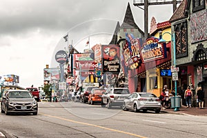 NIAGRA, ONTARIO Canada 06.09.2017 Streets of Niagra falls city entertainment zone