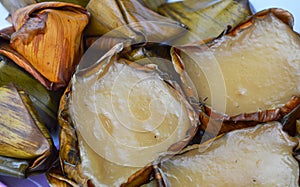 Nian gao kind of sweetmeat steamed in basket for Chinese new year