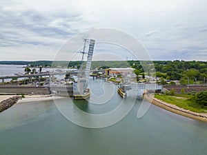 Niantic Beach Railroad Bridge aerial view, East Lyme, CT, USA