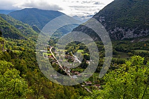 Niaux village in Pyrenees mountains in France