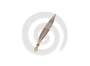 Nib and Feather logo pen design, Quill pen icon feather symbol plume illustration