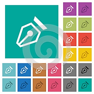 Nib outline square flat multi colored icons