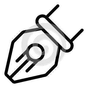 Nib pen icon outline vector. Ink calligraphy pencil