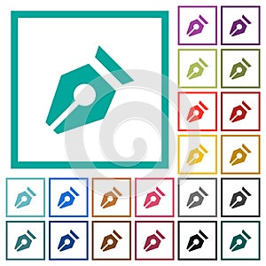 Nib solid flat color icons with quadrant frames