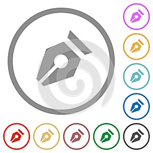 Nib solid flat icons with outlines