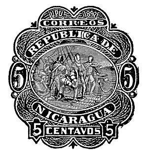 Nicaragua 5 Centavos Envelope in 1892, vintage illustration