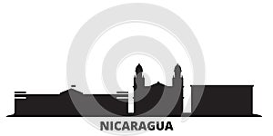 Nicaragua, Managua city skyline isolated vector illustration. Nicaragua, Managua travel black cityscape