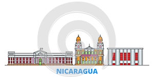 Nicaragua, Managua line cityscape, flat vector. Travel city landmark, oultine illustration, line world icons photo