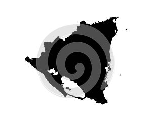 Nicaragua Map. Nicaraguan Country Map. Black and White National Nation Outline Geography Border Boundary Shape Territory Vector Il