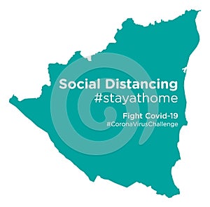 Nicaragua map with Social Distancing stayathome tag