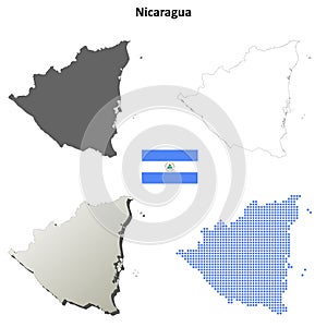 Nicaragua outline map set