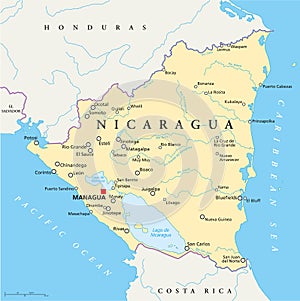 Nicaragua Political Map