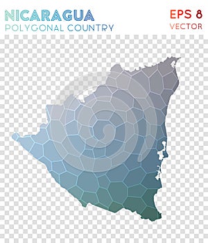 Nicaragua polygonal map, mosaic style country.