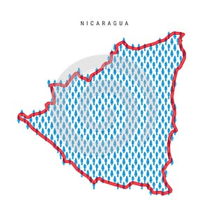 Nicaragua population map. Stick figures Nicaraguan people map. Pattern of men and women. Flat vector illustration