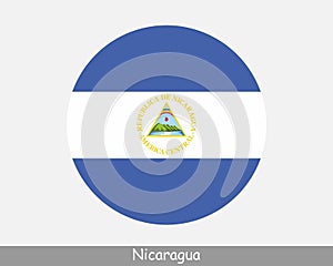 Nicaragua Round Circle Flag. Nicaraguan Circular Button Banner Icon. EPS Vector