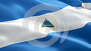 Nicaragua waving flag. National 3d Nicaraguan flag waving. Sign of Nicaragua seamless loop animation. Nicaraguan flag HD resolutio