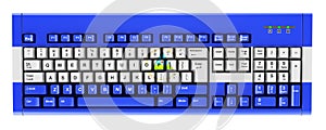 Nicaraguan flag painted on computer keyboard. 3D rendering