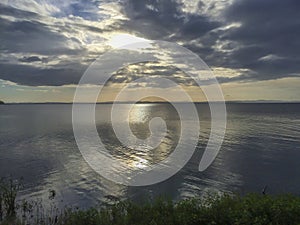 Nicaraguan lake panoramic view from Moyogalpa pier. photo