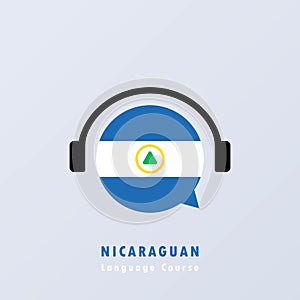 Nicaraguan language course banner. Distance education. Vector EPS 10. Isolated on background