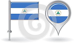 Nicaraguan pin icon and map pointer flag. Vector