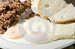 Nicaraguan style fried eggs breakfast with rice and bean gallo p photo