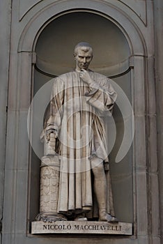 Niccolo Machiavelli. Statue in the Uffizi Gallery, Florence, Tuscany, Italy