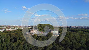 Nice aerial top view flight drone. Bunker Berlin Mitte Flak Tower Humboldthain