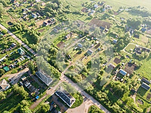 Nice aerial view of Russia village in summer day. Move To The Co