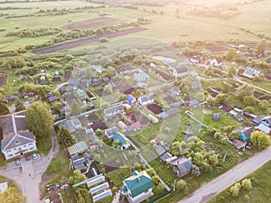 Nice aerial view of Russia village in summer day. Move To The Co