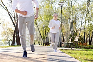 Nice aged woman running