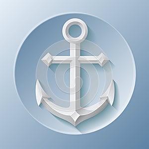 Nice anchor icon with shadow on blue