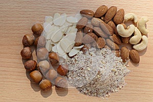Nice assortment of nut ingredients or as a snack