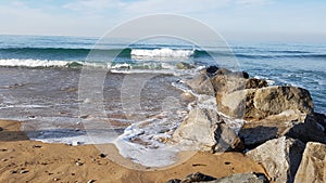 Nice Beart beach in France with clean water and blue sky