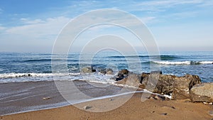 Nice Beart beach in France with clean water and blue sky