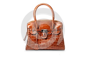 Nice brown crocodile leather woman handbag