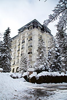 Nice building in Chamonix town in French Alps