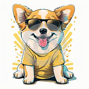 Nice cartoon illustration puppy wearing glasses! photo