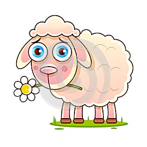 Nice cartoon vector sheep vector Sketch Stock Illustration On A Background. For Design, Decoration,