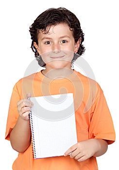 Nice child with blank notebook
