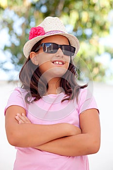 Nice child girl ten year old with a hat