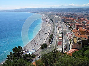 Nice city beach panoramic view, France