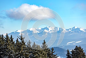 Nice cloud over winter mountains