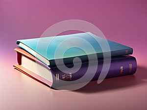 nice colorful books isolated on gradient purple background, book mockup, mockup design