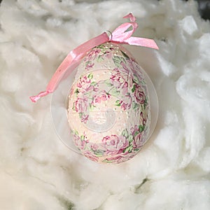 The very nice colorful easter egg on a clouds