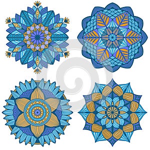 Nice colorful Vector Mandala set. Geometric circle element.